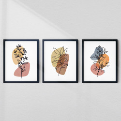Abstract Botanical Wall Frame Set of 3 | AiyaanBD