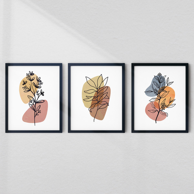 Abstract Botanical Wall Frame Set of 3 | AiyaanBD