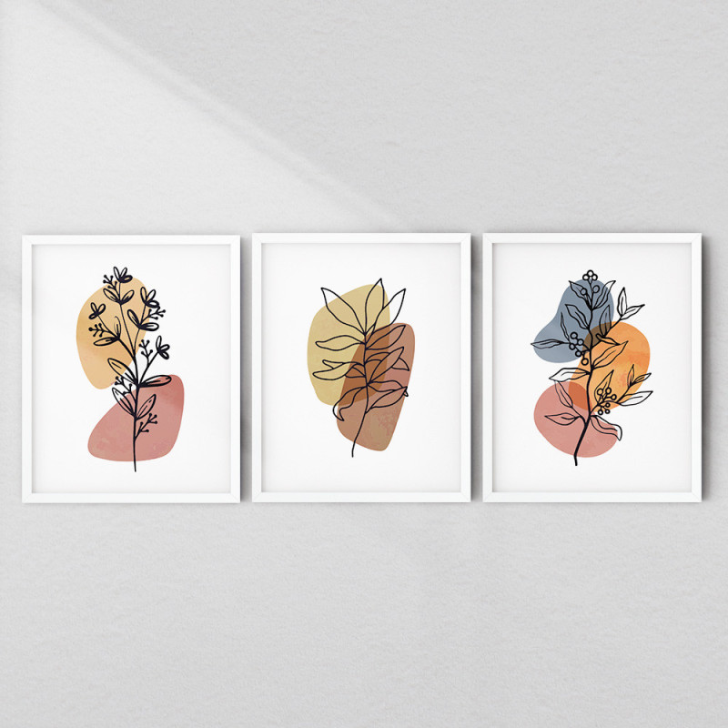 Abstract Botanical Wall Frame Set of 3 | AiyaanBD