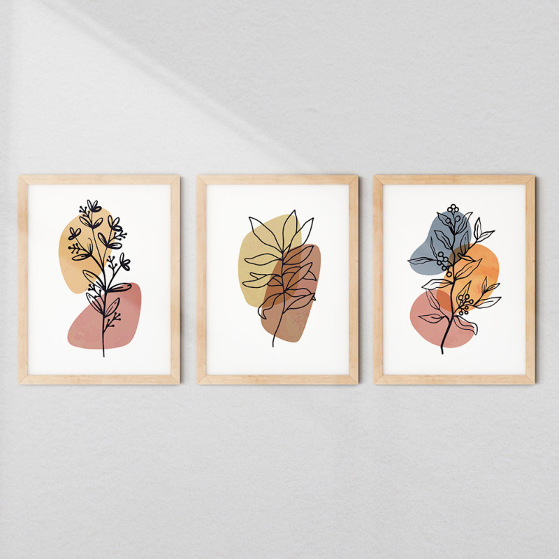 Abstract Botanical Wall Frame Set of 3 | AiyaanBD
