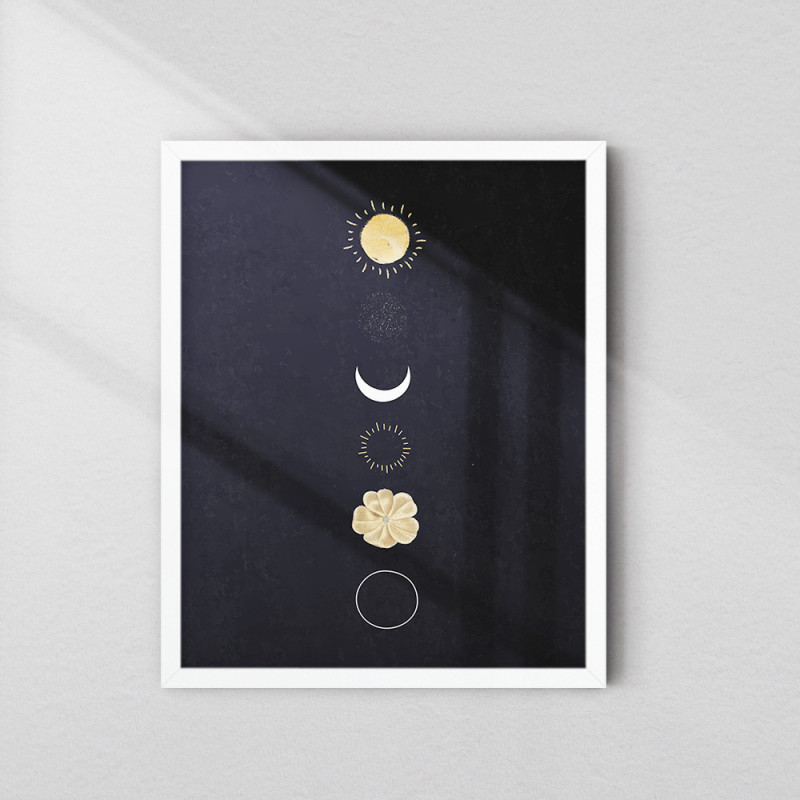 Celestial Moon Phase Wall Frame | Modern Abstract Wall Art | AiyaanBD