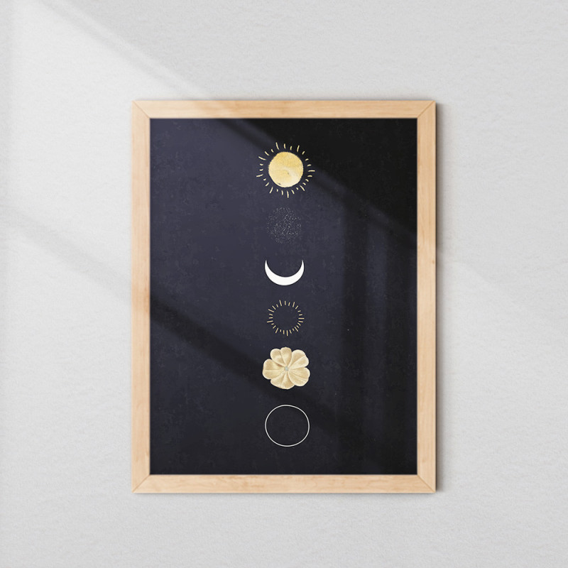 Celestial Moon Phase Wall Frame | Modern Abstract Wall Art | AiyaanBD