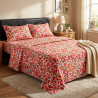Buy Premium Crimson Meadow Floral Percale Cotton Bedsheet | AiyaanBD