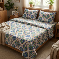 Buy Premium Lattice Floral Cotton Bedsheet Set | AiyaanBD