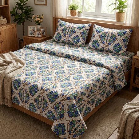Buy Premium Lattice Floral Cotton Bedsheet Set | AiyaanBD