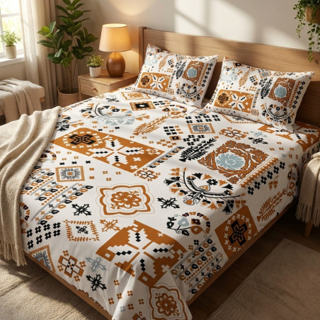 Buy Premium Soft Ethnic Print Cotton Bedsheet Set | AiyaanBD