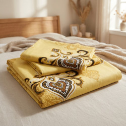 Buy Premium Imperial Damask Crest Satin Cotton Bedsheet Set | AiyaanBD