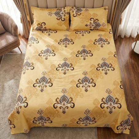 Buy Premium Imperial Damask Crest Satin Cotton Bedsheet Set | AiyaanBD