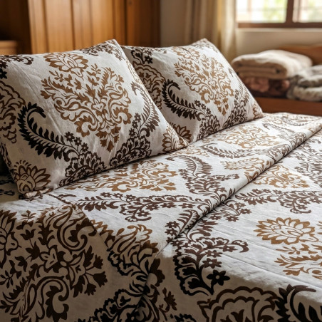 Buy Premium Royal Damask Satin Cotton Bedsheet Set | AiyaanBD