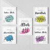 5-Piece Islamic Wall Art Set – Bismillah, Insha Allah, Alhamdulillah, Subhan Allah, Allah | Colorful Calligraphy | Aiyaan BD