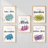5-Piece Islamic Wall Art Set – Bismillah, Insha Allah, Alhamdulillah, Subhan Allah, Allah | Colorful Calligraphy | Aiyaan BD