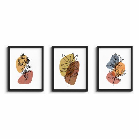 3-Piece Botanical Line Art Wall Frame Set | Minimal Abstract Decor