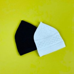 Black & White Cotton Tupi Set | Islamic Prayer Cap for Men