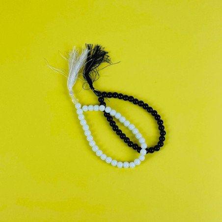 Premium Black & White Tasbih Set | Islamic Prayer Beads for Dhikr