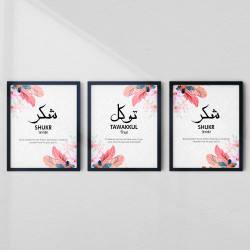 Islamic Wall Art Set – Tawakkul, Sabr, Shukr | Aiyaan BD