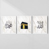 3-Piece Islamic Calligraphy Wall Art Set | Glass & Fiber Frame