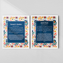 Ayatul Kursi & Durood Ibrahim Floral 2-Piece Set | Glass & Fiber Frame